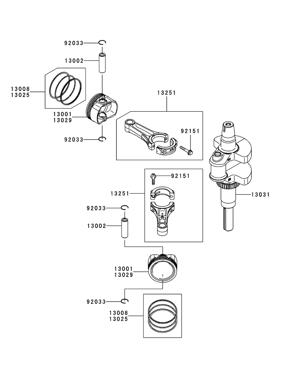Kawasaki Fr651v-As05 Piston And Crankshaft Diagram and Parts List for Z-FORCES48 (17AI5BHB-17AI5BHB010)(2013) Cub Cadet Lawn Tractor